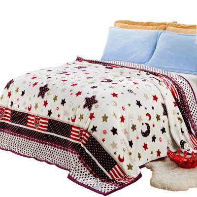 宏怡(Hongyi)  加厚毛毯 包边毯子 家用车用空调毯 四季毯 盖毯 床单  法 兰绒毯(五彩气球)