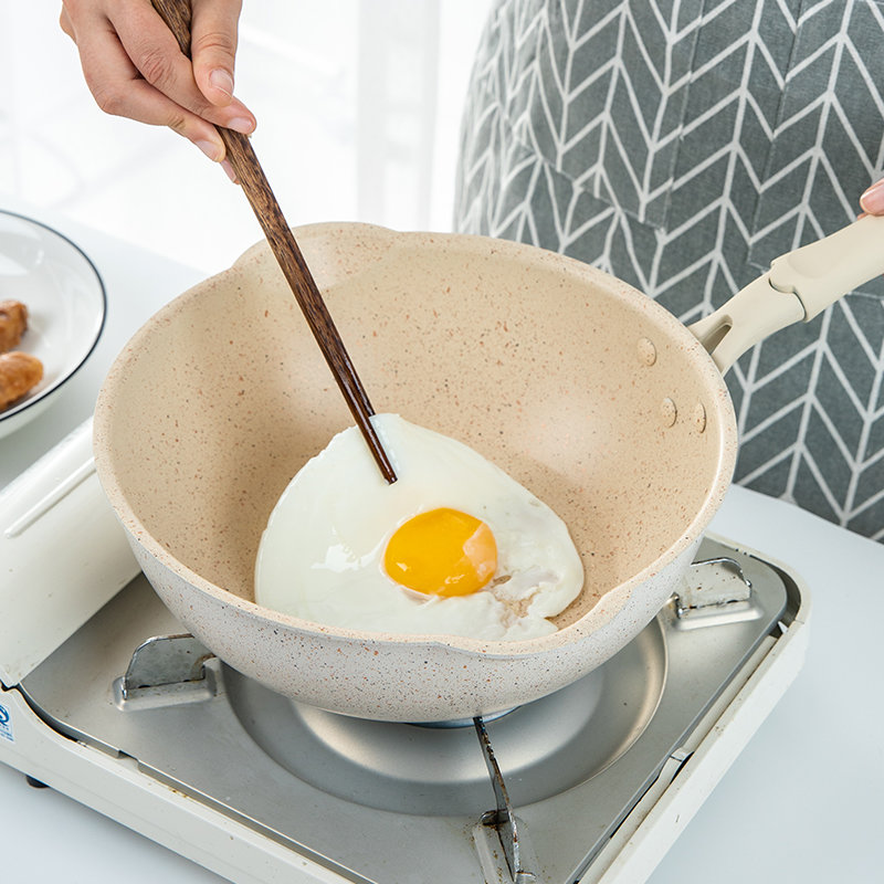平底锅电磁炉专用一人用小炒锅小型单人不粘锅炒锅家用小号炒菜锅26cm