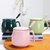陶瓷杯子马克杯带盖勺创意情侣早餐杯牛奶杯家用定制咖啡杯女水杯(蓝色 早餐杯+黑色礼盒)第2张高清大图