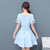 VEGININA  韩版新款女装时尚绣花短袖连衣裙女 2926(浅蓝色 XXL)第3张高清大图