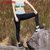 鸭鸭新款健身运动弹力紧身瑜伽吸湿松紧跑步九分裤JSK97411(绿色 165)第5张高清大图