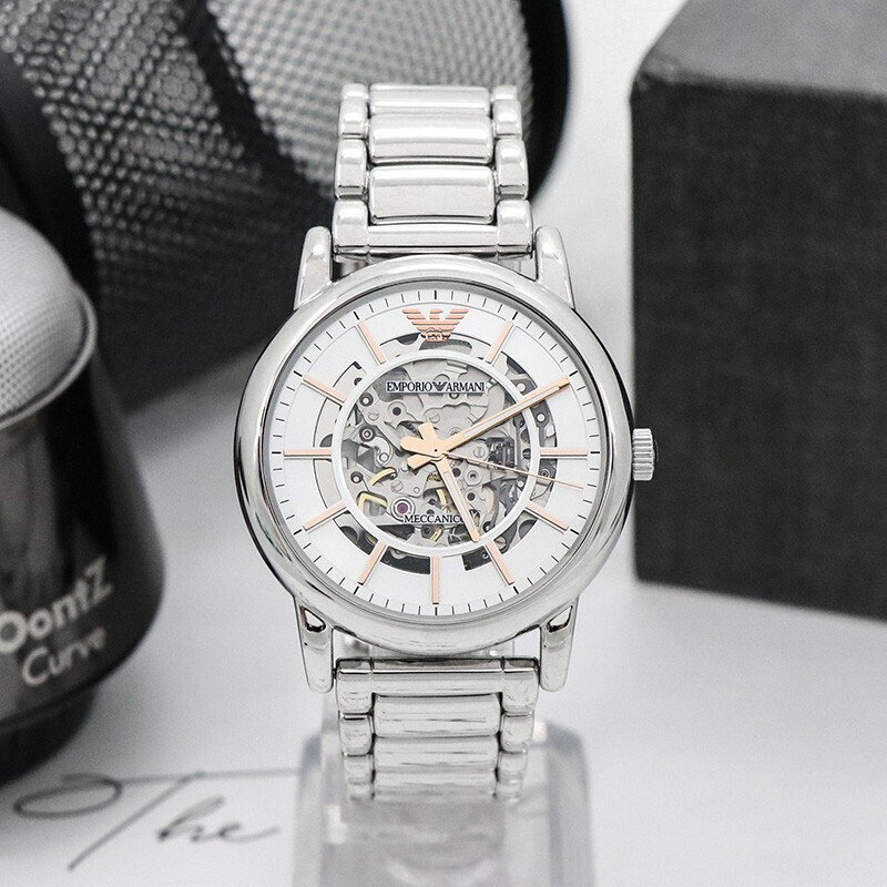 阿玛尼armani镂空自动机械男表ar1980