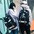时尚潮流韩版双肩包女高中初中学生书包男包USB充电夜光旅行背包(小怪兽)第3张高清大图