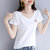 莫代尔短袖t恤女士2021年新款夏季短款女装v领上衣纯棉薄款t桖衫(白色 S)第4张高清大图