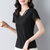 纯棉v领短袖t恤女2022年新款夏季女装修身气质品牌半袖上衣体恤衫(黑色 L)第5张高清大图