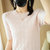 新款提花短袖针织衫女士圆领套头半袖毛衣短款宽松T恤衫打底上衣(粉色 XL)第4张高清大图