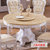 永旭家具 欧式餐桌椅组合天然大理石餐桌餐厅实木桌椅圆桌子(1.50米一桌六椅(豪华))第3张高清大图