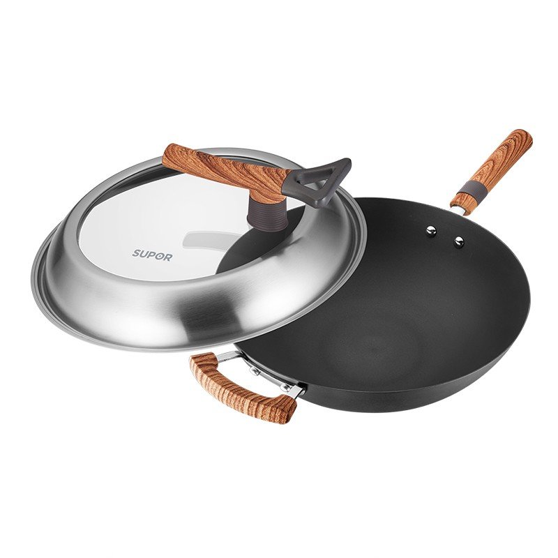 新款苏泊尔有钛真不锈铁锅中式炒锅炒菜锅无涂层hc30a1hc32a132cm