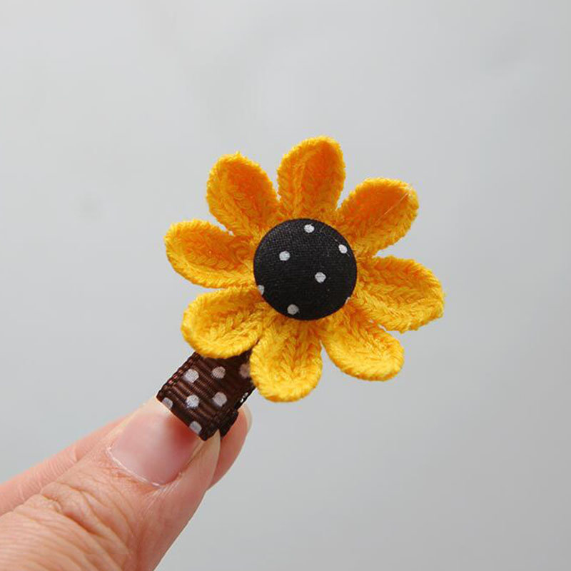 儿童花朵向日葵可爱编织发绳发夹女童公主宝宝扎头发橡皮筋头饰品棕色