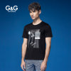 G&G2017夏季新品欧美风字母印花男士短袖T恤青年修身男装T恤上衣(黑色 S)