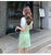 2021夏季新款韩版休闲风假两件拼接款格子短袖连衣裙(S 绿色)第9张高清大图