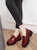 漆皮乐福鞋女厚底鞋春季2022年新款酒红色单鞋内增高英伦风小皮鞋(39 酒红色/5618(内增高1.3cm共6.8cm))第3张高清大图