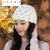 SUNTEK女人味十足复古优雅大花朵马海毛手工针织帽包头毛线帽子女保暖帽(M（56-58cm） 白色)第5张高清大图