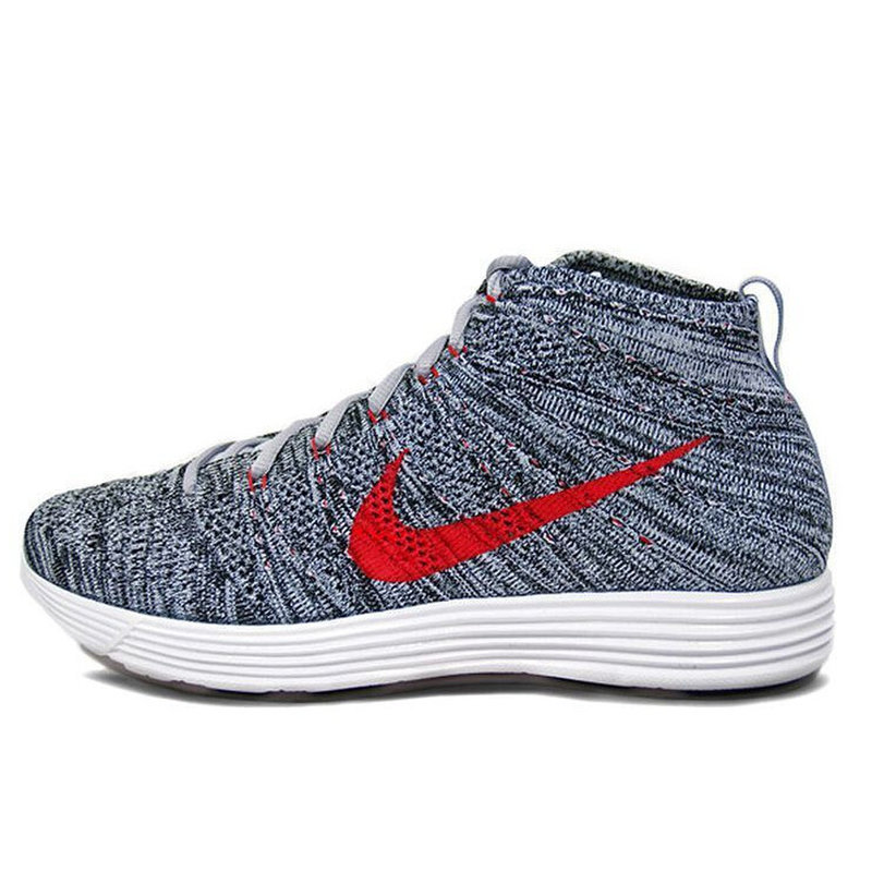 耐克nike2015新款男鞋高帮飞线男子鞋时尚休闲鞋运动鞋跑步鞋灰白44