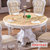 永旭家具 欧式餐桌椅组合天然大理石餐桌餐厅实木桌椅圆桌子(1.35米一桌六椅(尊贵))第5张高清大图
