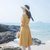 2021夏季新款女装流行裙子修身显瘦轻熟风气质洋气法式小众连衣裙(黄色 L)第4张高清大图
