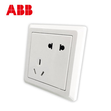ABB开关插座面板德逸系列白色86型五孔插座二三极墙壁电源插座10只装AE205*10