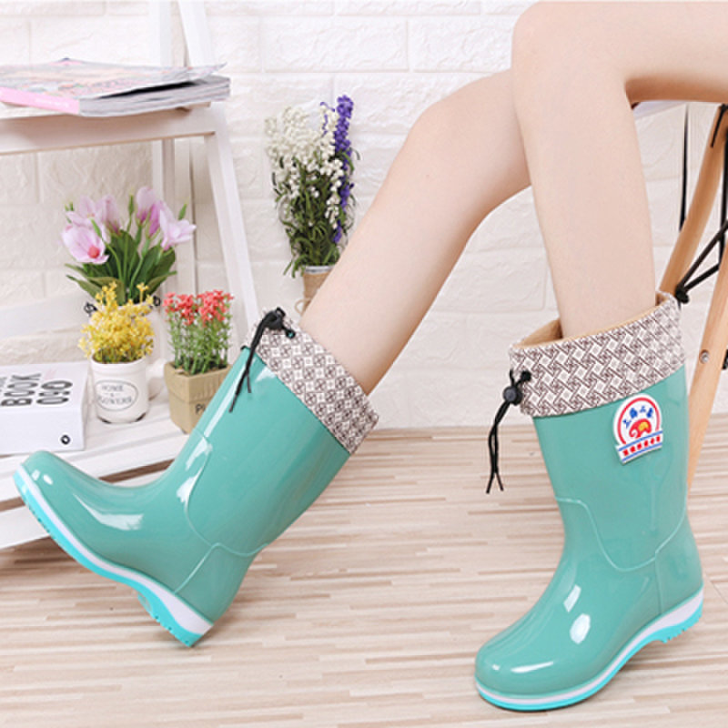 雨鞋女短筒厨房时尚防水鞋加绒保暖雨靴中筒防