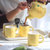家用杯具欧式茶具家用茶盘客厅水杯菠萝茶壶饮料客厅用水下午托盘杯子咖啡杯礼  6头(黄色茶具6件套装-菠)(6头)第5张高清大图
