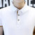 太子龙夏季新款男士短袖t恤翻领polo衫潮牌潮流上衣服男装半袖体恤2  Stz501(TZL-Stz501白色（咖啡袖） XL)第4张高清大图