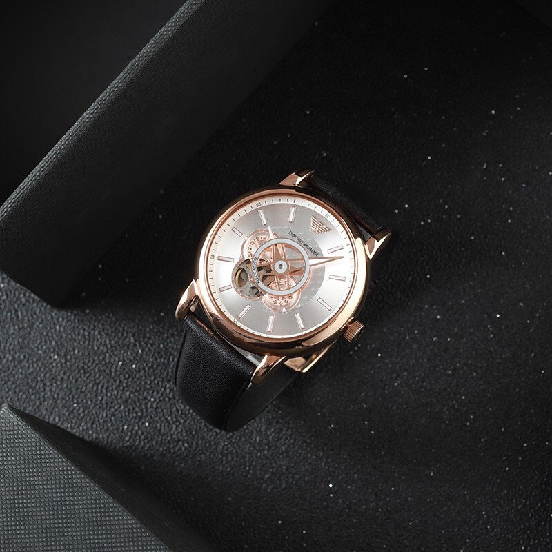 阿玛尼armani时尚商务镂空透底男士机械手表ar60013