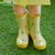 儿童雨鞋雨衣套装宝宝雨靴男童女童雨鞋防滑小孩水鞋秋冬天雨鞋潮版(绿色 25码)第5张高清大图