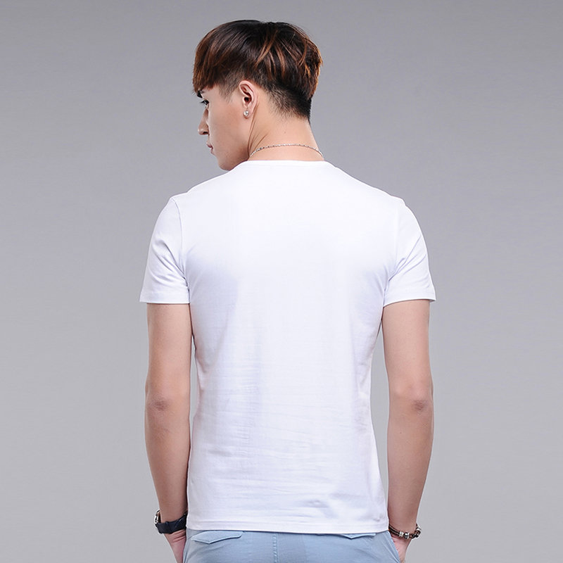 北极绒 夏季新品男士t恤 男装韩版时尚休闲印花短袖t恤 a055(白色 l)