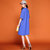 七格格 2017春装新款 帅气字母印花五分袖宽大套头连衣裙 女N523(蓝色 L)第3张高清大图