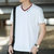 夏季新款男士桑蚕丝短袖T恤2021新款休闲夏装丝光棉V领纯色打底汗衫(白色 XL)第5张高清大图