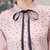 VEGININA 蝴蝶结小圆点喇叭袖雪纺衫 9735(粉红色 XL)第4张高清大图
