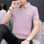 2021夏季新款男士短袖polo衫纯色免烫休闲翻领t恤百搭上衣(紫色 XXL)第3张高清大图