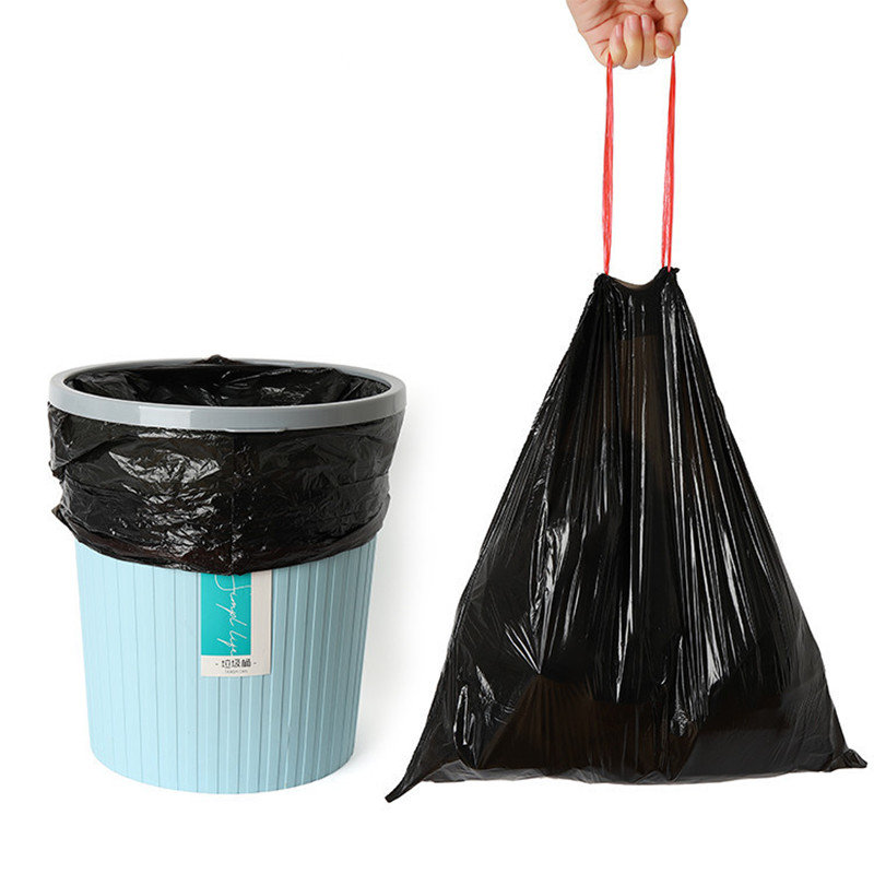 4550每卷15只自动收口塑料袋抽绳垃圾袋厨房加厚穿绳垃圾袋手提默认