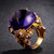 国美黄金 18K金紫水晶珐琅戒指 豪华镶嵌第2张高清大图