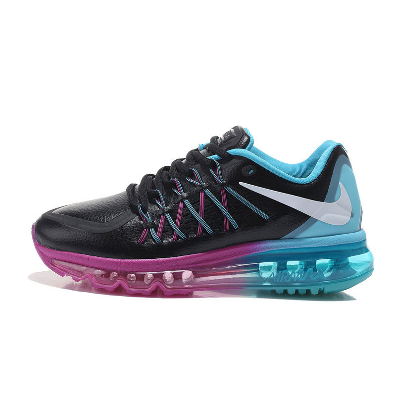 耐克nikeairmax2015皮面全掌气垫鞋休闲男女鞋情侣鞋黑玉38