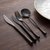 复古黑色创意304不锈钢西餐具套装牛排刀叉勺三件套咖啡勺水果叉(甜品刀)第4张高清大图