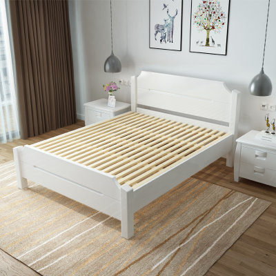 都市名门 实木床1.2米床1.8米双人床1.5米单人床带高箱气压储物简约孩童床(单床 默认)