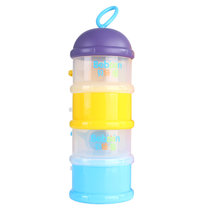 奶粉分装盒便携婴儿外出奶粉盒三层密封罐大容量宝宝四层奶粉罐(蓝色-四层带硅胶盖 颜色)