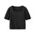 艾米恋衬衫女2021年夏季新款短款方领泡泡袖短袖上衣薄款黑色衬衣(黑色 M)第3张高清大图