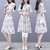 2018夏季新款女装时尚韩版气质修身中长款雪纺裙子碎花连衣裙女夏(白色)(XL)第2张高清大图