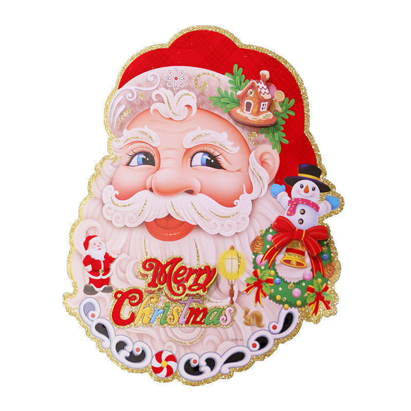 圣诞节圣诞老人贴画装饰品卡通立体贴纸玻璃橱窗花门贴玻璃贴纸贴老人