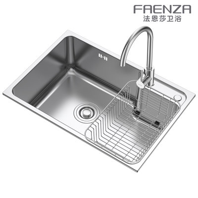 法恩莎水槽单槽厨房洗菜盆水池淘菜拉丝大洗碗池套餐加厚不锈钢 FGP103LD