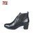 【专柜同款】马内尔皮里圆头系带短筒靴简约时尚舒适女靴G89087(黑色 35)第2张高清大图