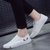 中学生黑白色低帮帆布鞋男2017新款韩版系鞋带板鞋圆头休闲潮鞋子(白色 42)第2张高清大图