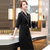 MISS LISA韩版时尚气质中长款V领高腰连衣裙大码裙子YWZ8116(黑色 M)第3张高清大图