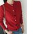 MISS LISA时尚单排扣修身长袖针织衫毛衣开衫外套A15K1031(红色 L)第3张高清大图