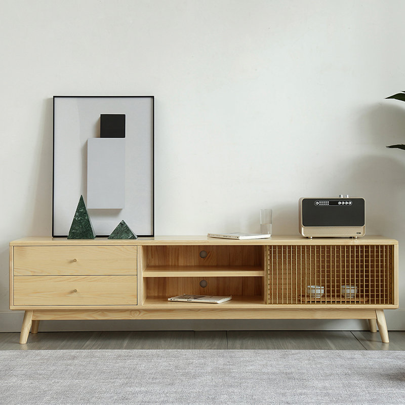 丰圆藤木白蜡木电视柜现代简约小户型矮柜原木家具北欧纯实木客厅储藏