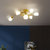 古娜北欧卧室灯田园简约现代客厅灯玻璃LED吸顶灯创意餐厅儿童吊灯具3616款(全铜本色+玻璃 5+1头)第2张高清大图