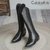 CaldiceKris（中国CK）秋冬新款尖头v口复古骑士西部牛仔靴CK-X5613(奶茶色 34)第3张高清大图