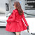 VEGININA 立领风衣中长款修身PU皮外套 9933(红色 2XL)第3张高清大图