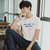 卡郎琪 男士2018年夏季新款短袖t恤 青年韩版圆领半短袖上衣字母图案黑白色体恤潮流上衣(KLQKX-C24白色 XXXL)第3张高清大图